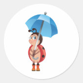 傘の下のラディバクラシックグ丸いステッカー ラウンドシール (正面)