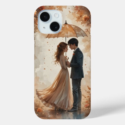 傘の下のロマンティックな秋のカップル - ラブアートI Case-Mate iPhoneケース (裏面)