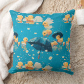 傘の下の可愛い漫画の黄色いアヒル、遊び クッション (ブランケット)