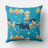 傘の下の可愛い漫画の黄色いアヒル、遊び クッション (裏面)