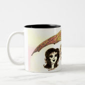 傘の下の女性3人マグカップ ツートーンマグカップ (左)