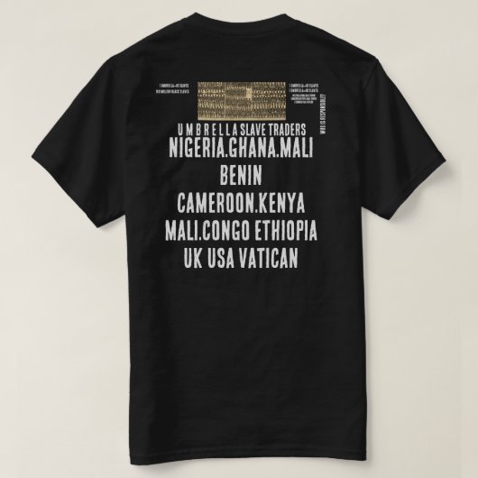 傘の下の奴隷貿易業者 Tシャツ (デザイン裏面)