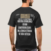 傘の下の奴隷貿易業者 Tシャツ (裏面)