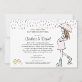 傘の下の妊娠中のママ　メールでベビーシャワー　双子 招待状 (裏面)