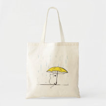傘の下の線画の猫 雨の日