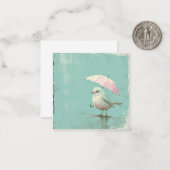 傘の下の鳥:居心地の良い挨拶 ノートカード (正面/裏面インサイチュ)