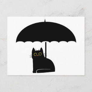 傘の下の黒猫 ポストカード