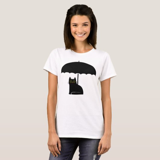 傘の下の黒猫 Tシャツ (正面フル)