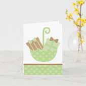 傘の中のグリーンベイビーギフト カード (黄色い花)