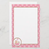 傘の中のピンクのベビーベビーシャワー 便箋 (正面/裏面)