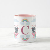 傘の中の猫とハートモノグラム マグカップ (中央)