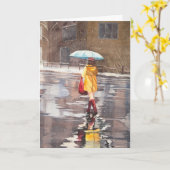 傘の付いた少女 カード (黄色い花)