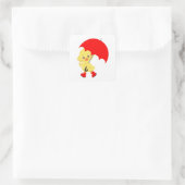 傘の入った可愛い鴨 スクエアシール (バッグ)