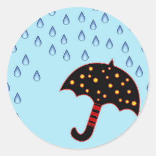 傘の入った雨の日 ラウンドシール