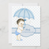 傘の少年が赤ちゃんシャワーを振りかける 招待状 (正面)