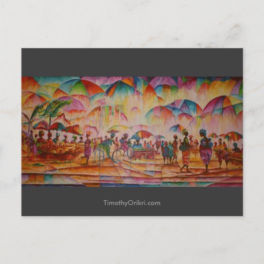 傘の市場 – はがき (正面)