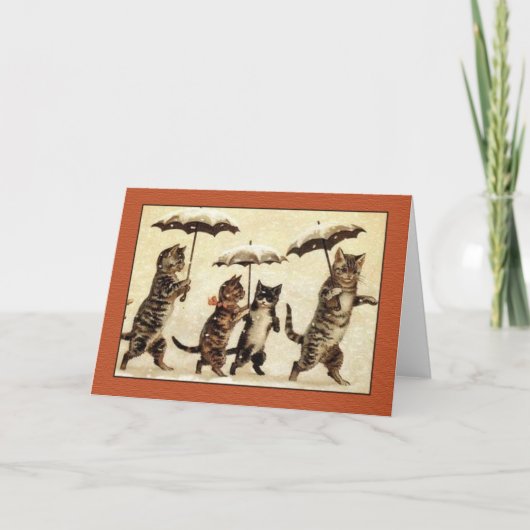 傘の挨拶状を持つルイWain猫 シーズンカード (正面)