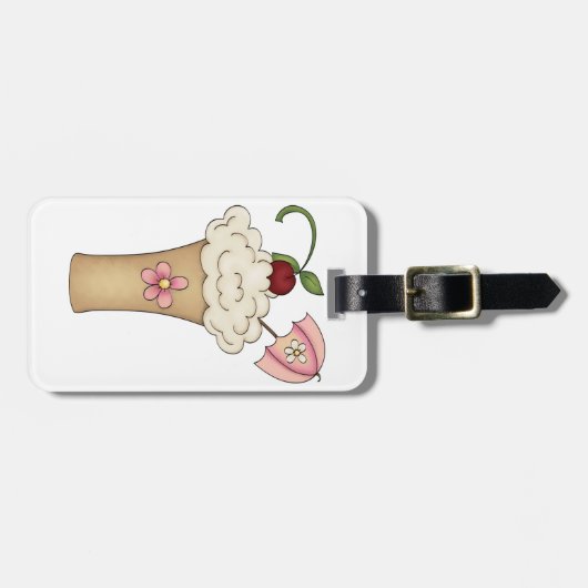 傘の荷物のラベルが付いているミルクセーキ ラゲッジタグ (正面横)