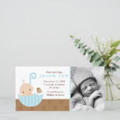 傘の誕生のアナウンスの青いベビー 案内状 (スタンド正面)