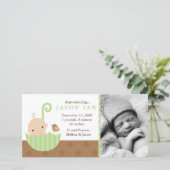 傘の誕生の発表の緑のベビー 案内状 (スタンド正面)