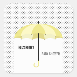 傘の赤ちゃんシャワーギフトラベル、イエローパーティーの好意 スクエアシール