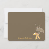 傘の赤ちゃんシャワー付き漫画の黄色いキリン サンキューカード (正面)