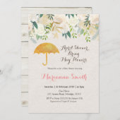傘の4月の素朴なシャワーBring花よろしいです 招待状 (正面/裏面)