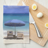 傘はビーチの聖マーテンカリブの、 キッチンタオル (四つ折り)