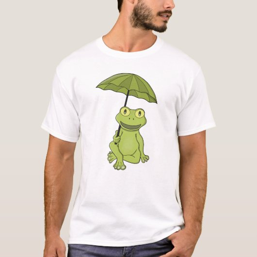 傘をさしたカエル Tシャツ (正面)