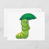 傘をさしたカタツムリ ポストカード (正面/裏面)