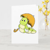 傘をさしたケータピラー カード (黄色い花)