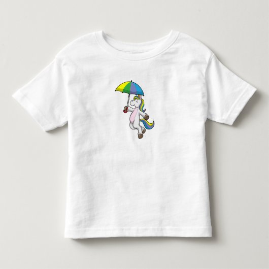 傘をさしたユニコーン トドラーTシャツ (正面)