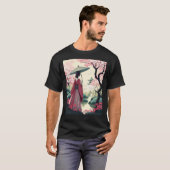 傘をさした日本女性 桜 パゴダ Tシャツ (正面フル)