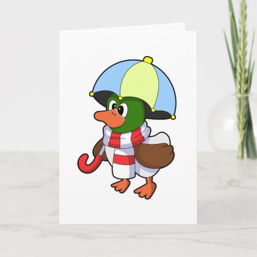 傘をさした雨の日のカモ カード (正面)