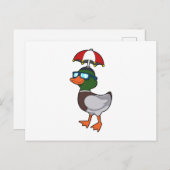 傘をさして雨に濡れるアヒル.PNG ポストカード (正面/裏面)