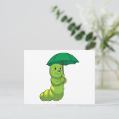 傘をさして雨に濡れる幼虫 ポストカード (スタンド正面)