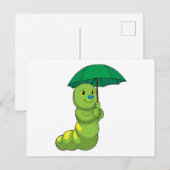 傘をさして雨に濡れる幼虫 ポストカード (正面/裏面)