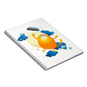 傘をさして飛ぶかわいい子猫 ノートブック (右側)