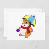 傘をさすハムスター ポストカード (正面/裏面)