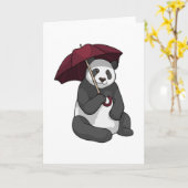傘をさすパンダと雨 カード (黄色い花)