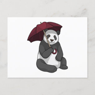 傘をさすパンダと雨 ポストカード