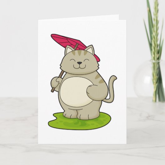 傘をさす猫 カード (正面)