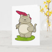 傘をさす猫 カード (黄色い花)