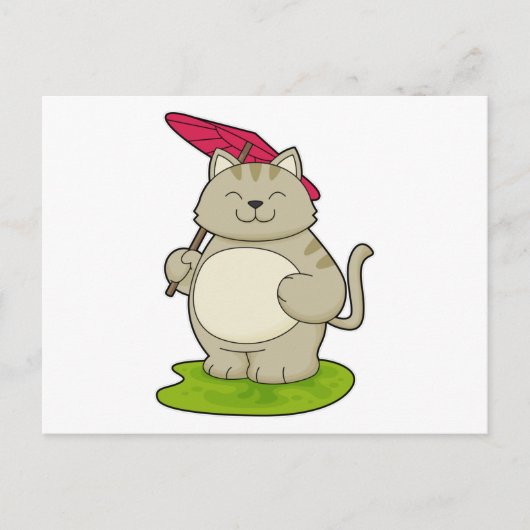 傘をさす猫 ポストカード (正面)