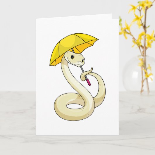 傘をさす蛇 カード (黄色い花)