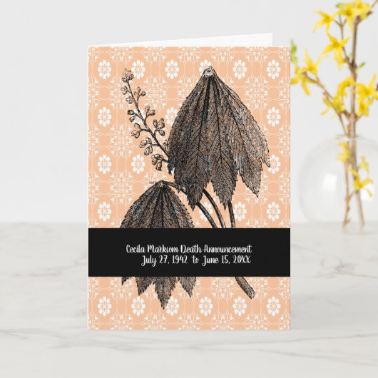 傘を差した女性の死亡の発表 カード (黄色い花)