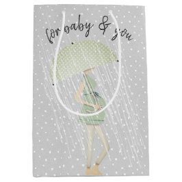 傘を差した妊婦さんの水玉模様 ミディアムペーパーバッグ