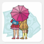 傘を差して女子生徒を集める スクエアシール (正面)