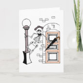 傘を差しながら雨の中で歌うスケルトンの映画スター カード (正面)