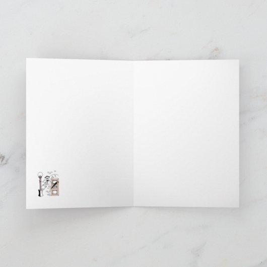 傘を差しながら雨の中で歌うスケルトンの映画スター カード (内部)